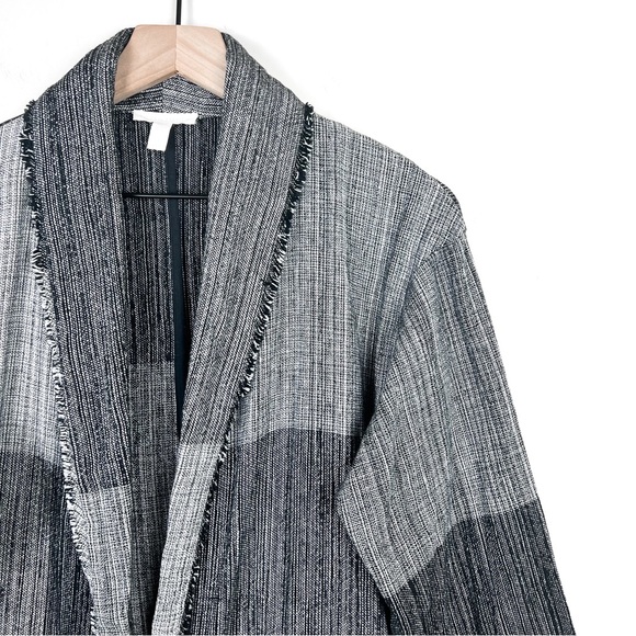 Eileen Fisher Hazy Blocks Shawl Collar Long Jacket - Picture 10 of 15